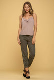 Solid Cowl Neck Sleeveless Tank Top