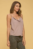 Solid Cowl Neck Sleeveless Tank Top